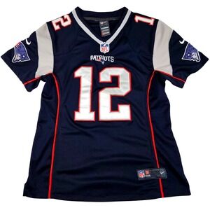 Nike NFL New England Patriots Tom Brady 12 Jersey Womens Size Large Blue